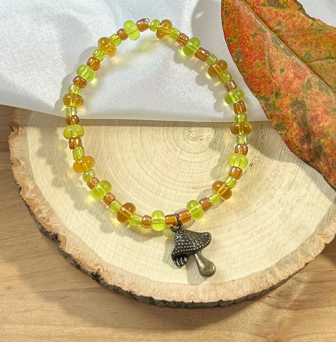 Amber Forest Mushroom Bracelet