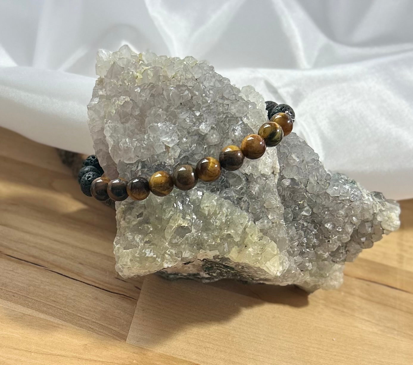 Tigers Eye and Lava Rock Bracelet - 8mm