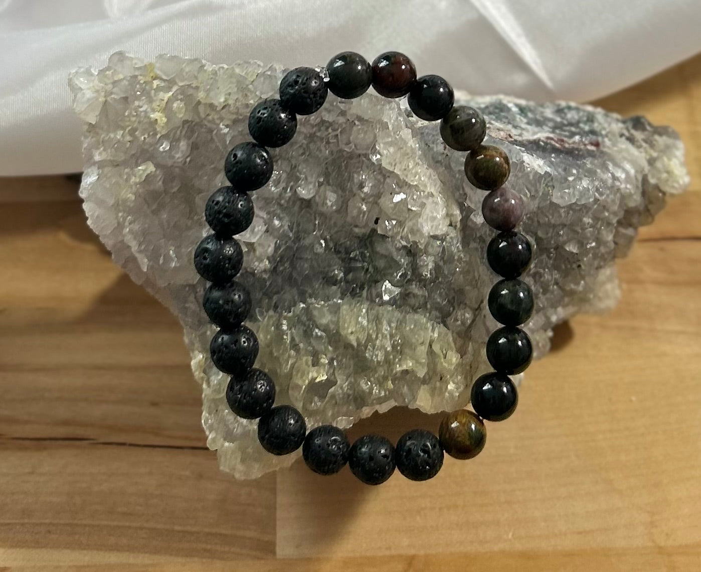 Agate and Lava Rock Bracelet - 8mm
