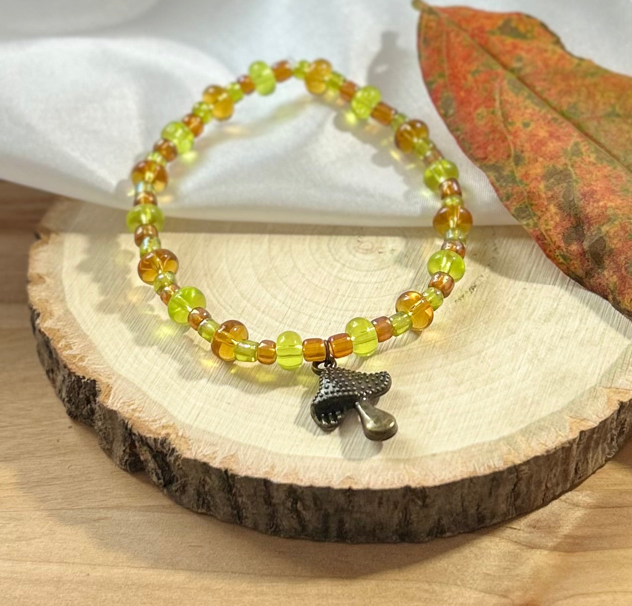 Amber Forest Mushroom Bracelet