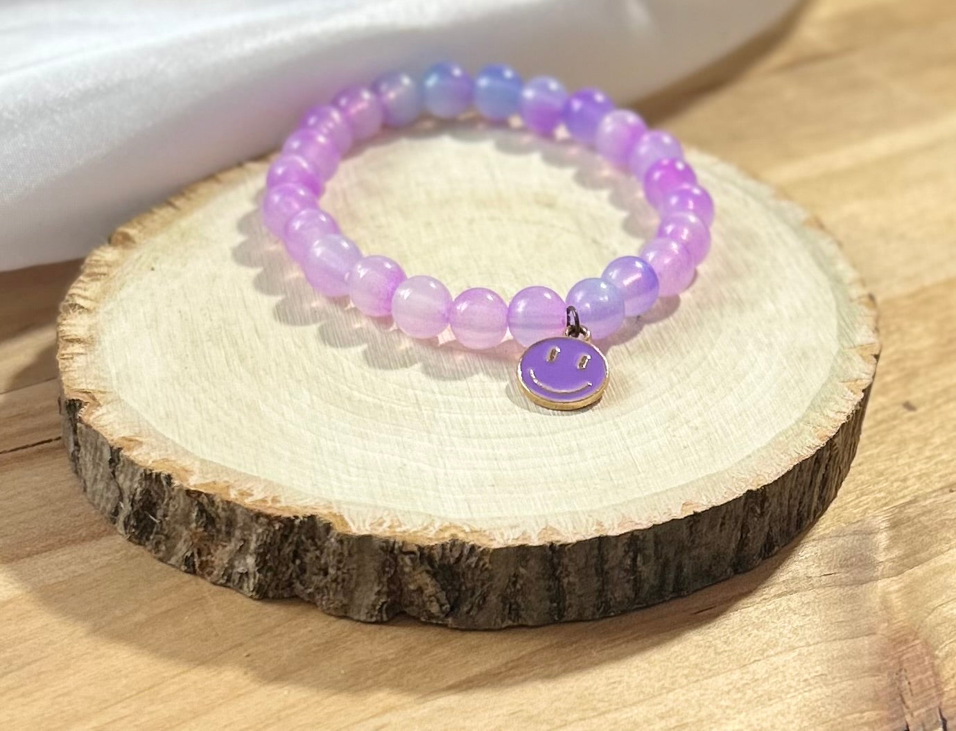 Purple Smiley Bracelet - 8mm