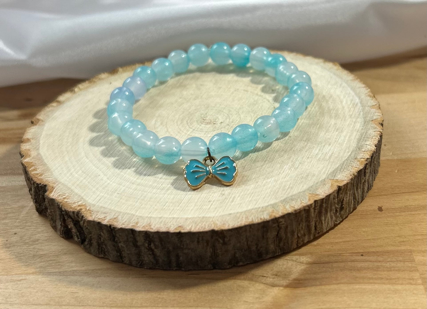 Opaque Blue Ribbon Bracelet - 8mm