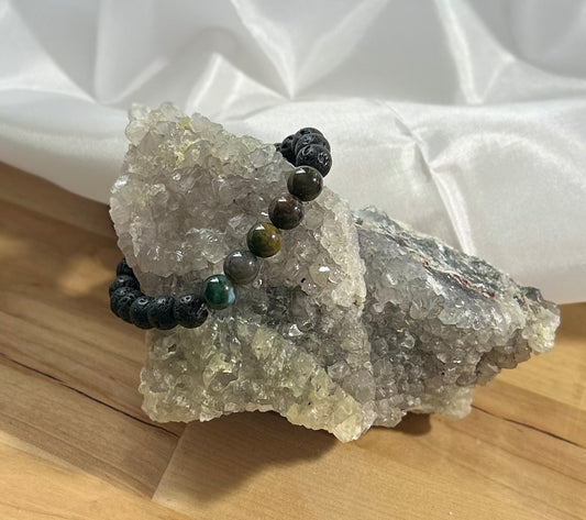5 Agate and Lava Rock Bracelet - 8mm
