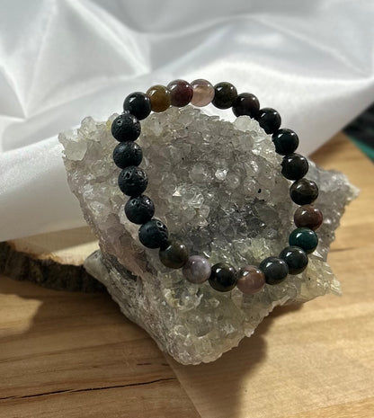 Agate and 5 Lava Rocks - 8mm