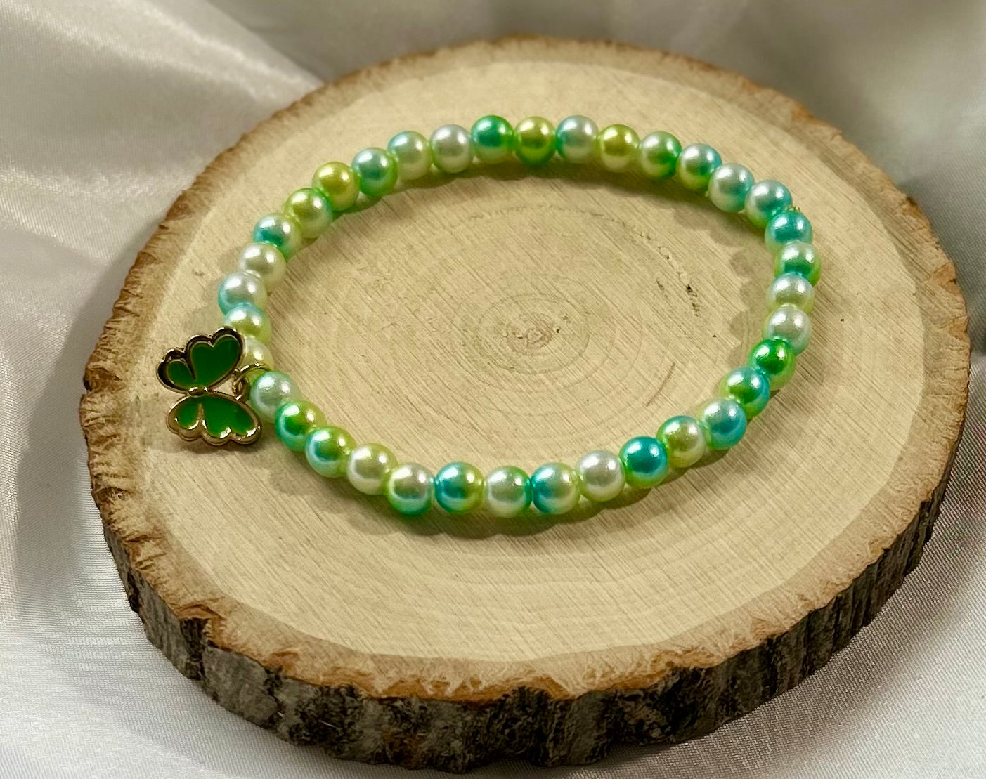 Green Pearl Butterfly Bracelet
