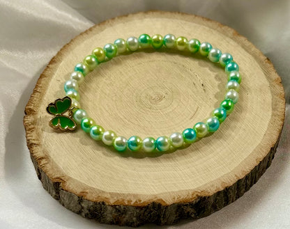 Green Pearl Butterfly Bracelet