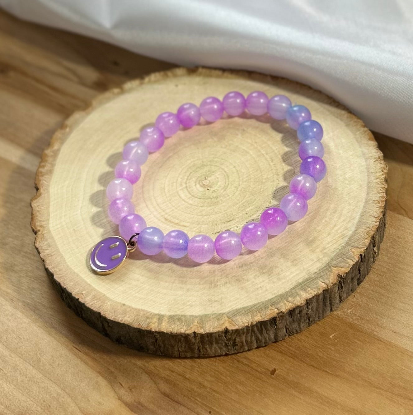 Purple Smiley Bracelet - 8mm