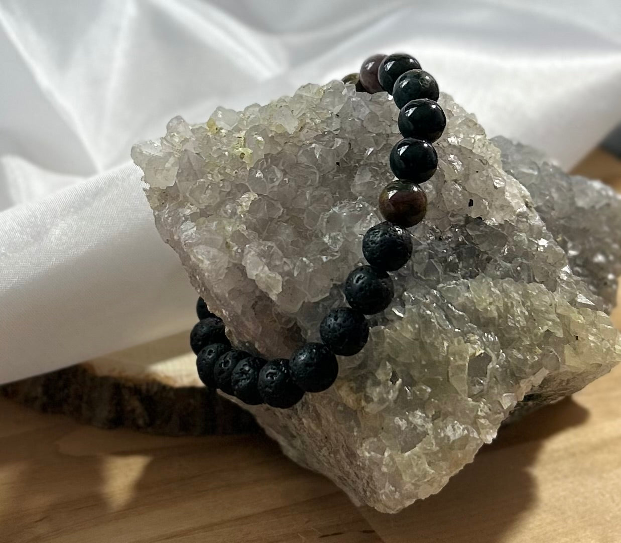 Agate and Lava Rock Bracelet - 8mm