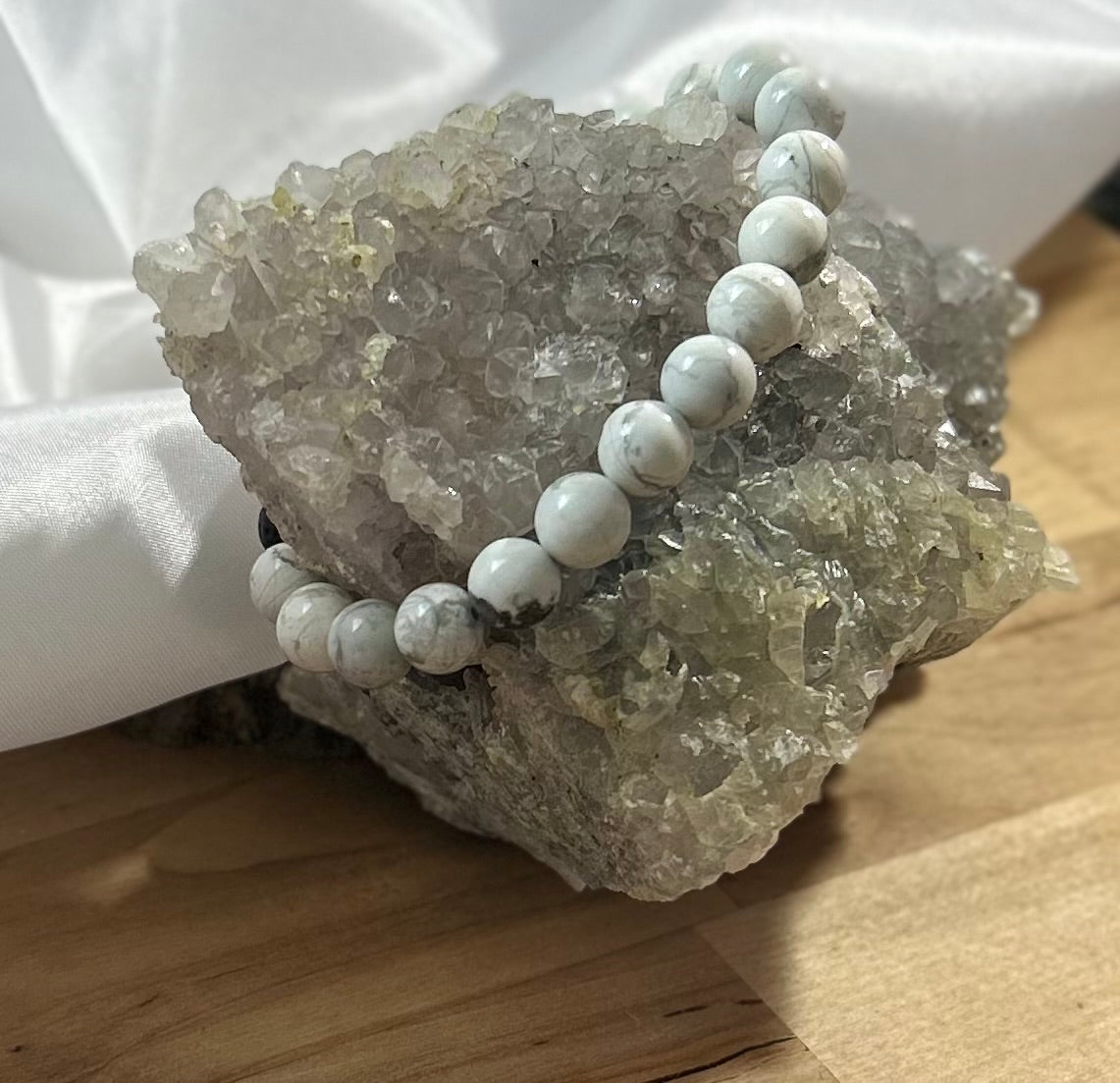 Howlite and Lava Rock Bracelet - 8mm