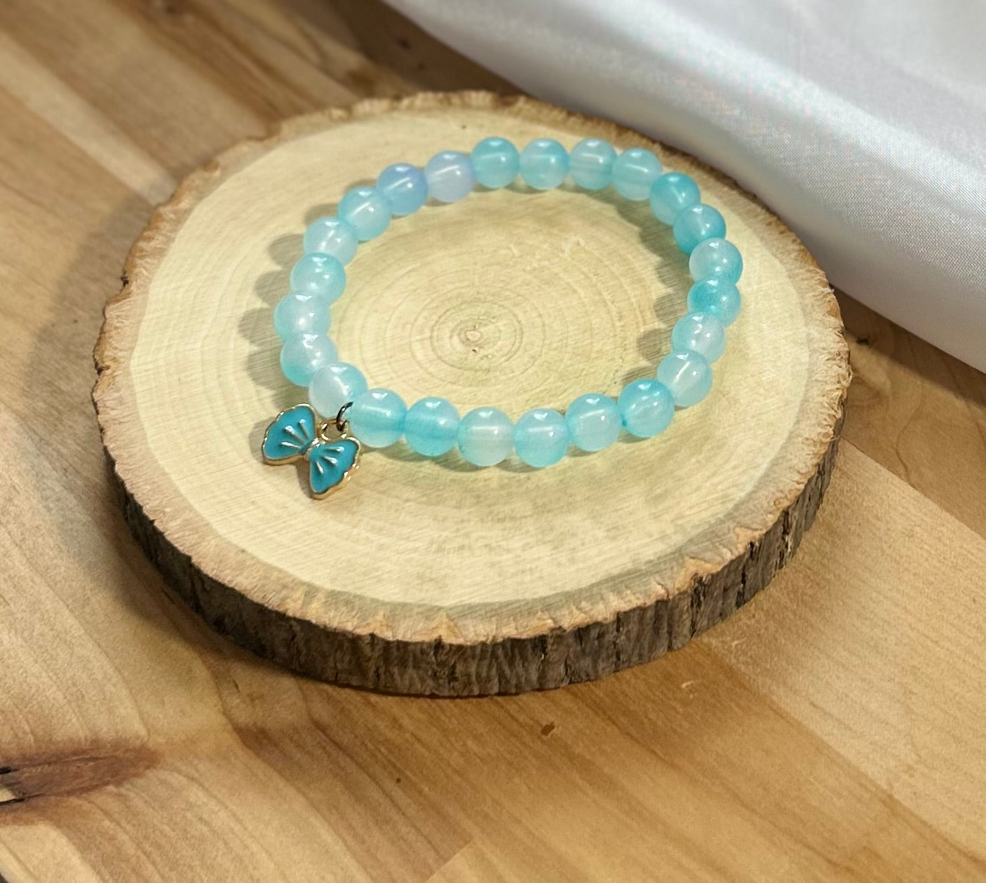 Opaque Blue Ribbon Bracelet - 8mm