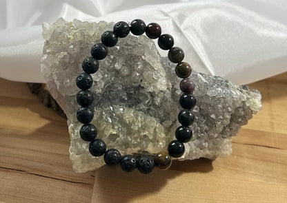 Agate and Lava Rock Bracelet - 8mm