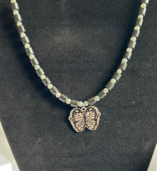 Black Jasper Butterfly Necklace