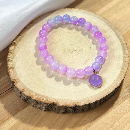 Purple Smiley Bracelet - 8mm