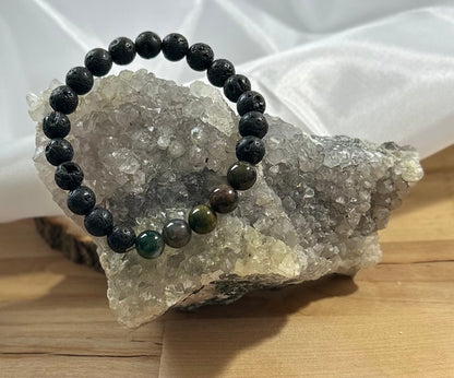 5 Agate and Lava Rock Bracelet - 8mm